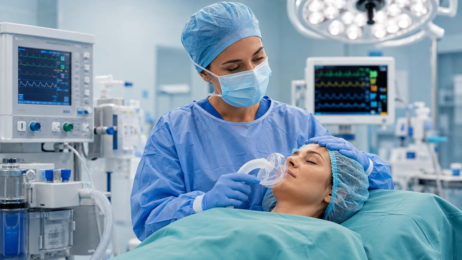 Anesthesia professional caring for a patient in the operating room