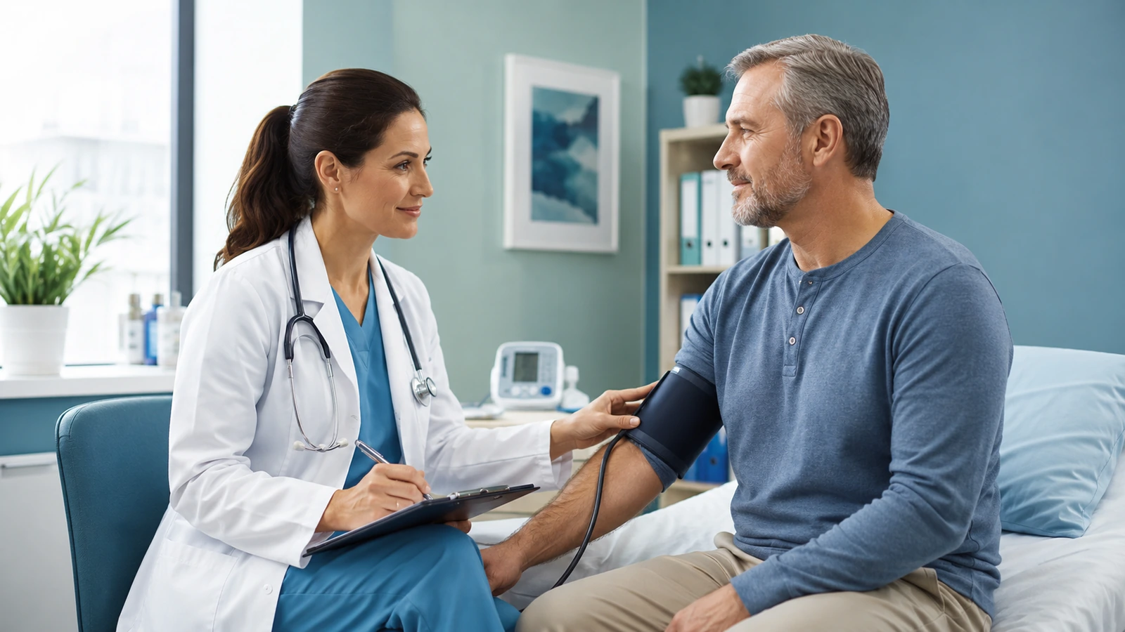 Doctor discussing a preoperative assessment with a patient