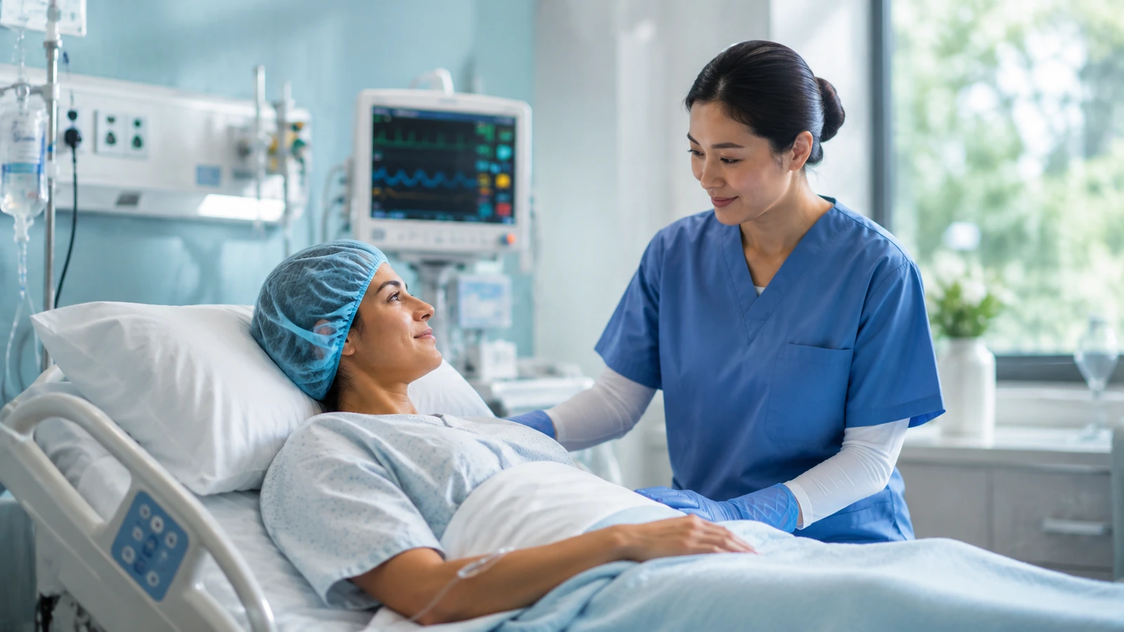 Patient resting while waking after anesthesia